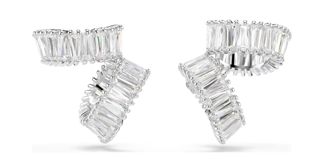 Ariana Grande x Swarovski ear cuffs Baguette cut, White, Rhodium plated