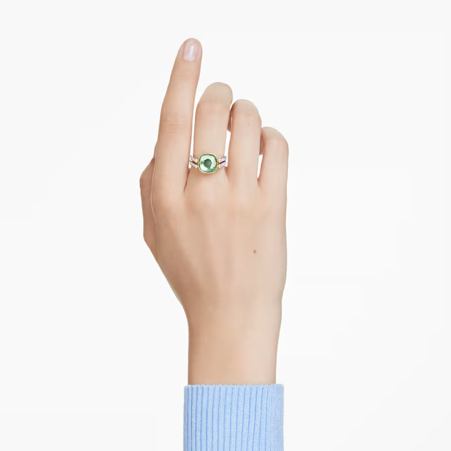 Chroma ring, Cushion cut, Multicolored, Gold-tone plated