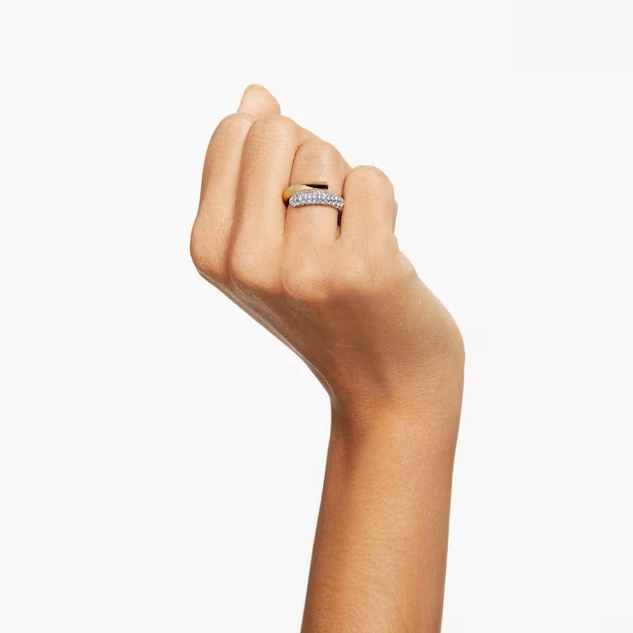 Dextera ring, White, Gold-tone plated
