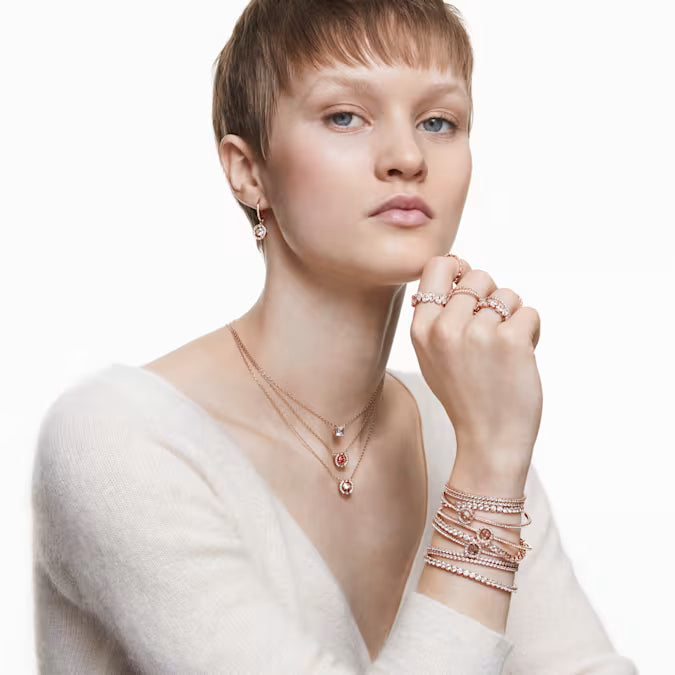 Matrix Vittore ring, Marquise cut, White, Rose gold-tone plated