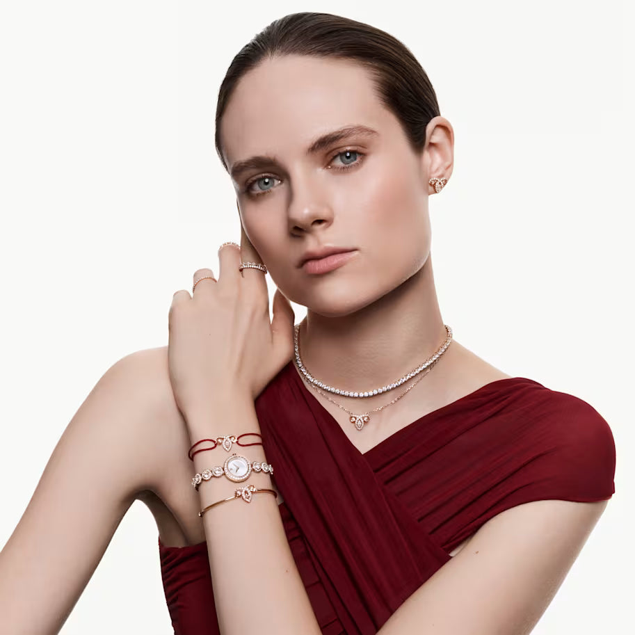 Matrix Vittore ring, Round cut, White, Rose gold-tone plated