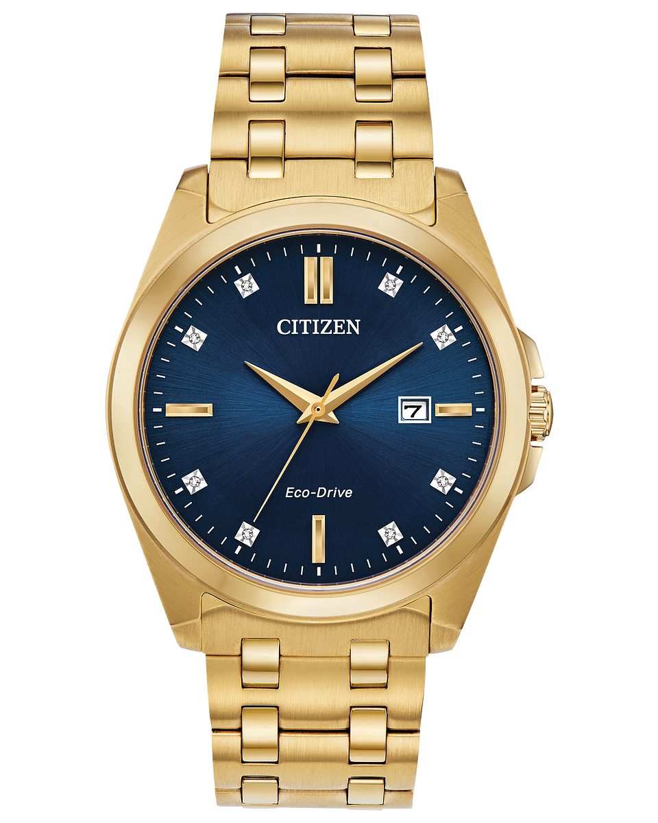 Citizen watch 41mm blue dial gold tone stainless steel bracelet model BM7103-51L