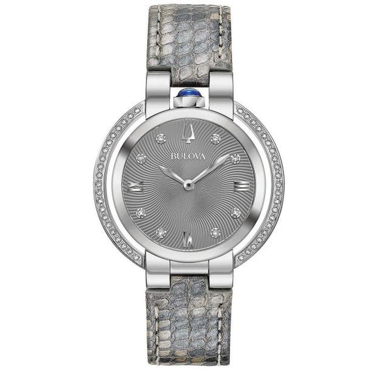 Rubaiyat Diamond Grey Python Leather Strap Watch 96R218