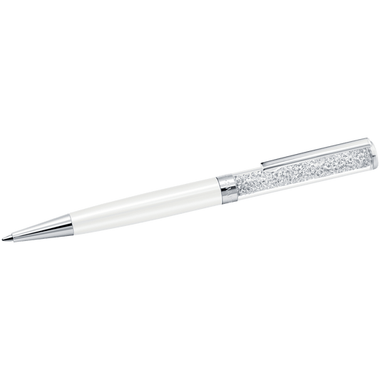 Crystalline ballpoint pen, White, White lacquered, Chrome plated 5224392