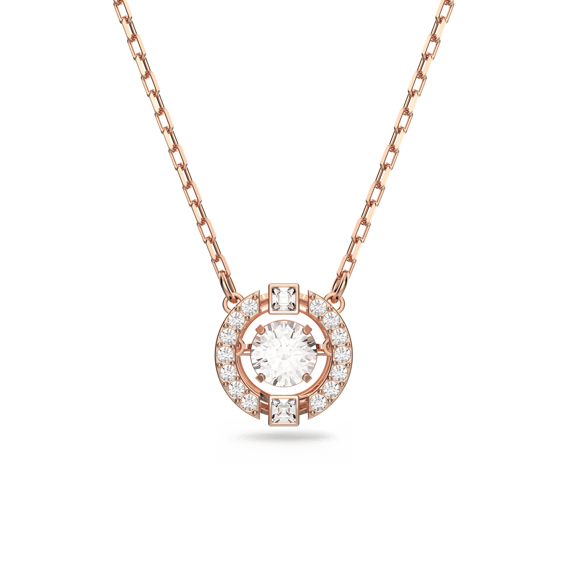 Una necklace, Round cut, White, Rose gold-tone plated 5272364