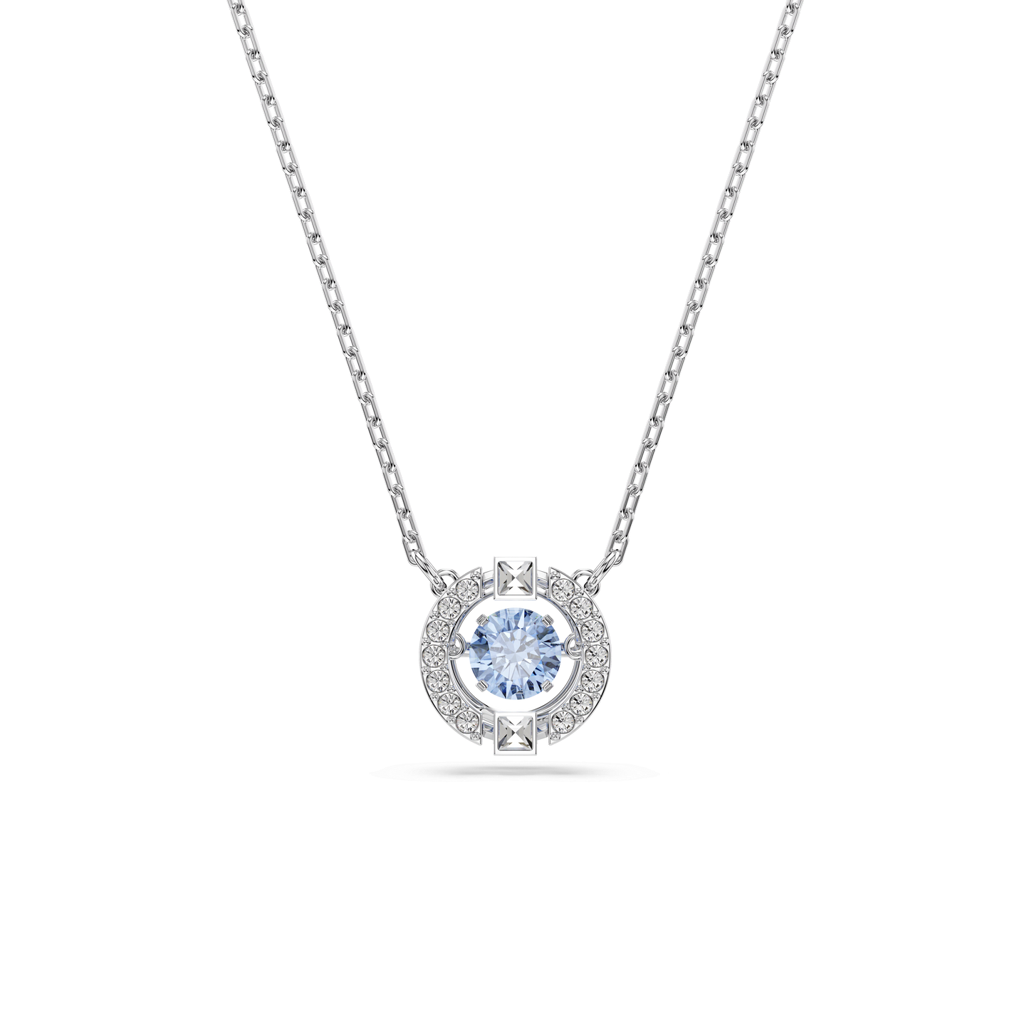 Una necklace, Round cut, Blue, Rhodium plated 5279425