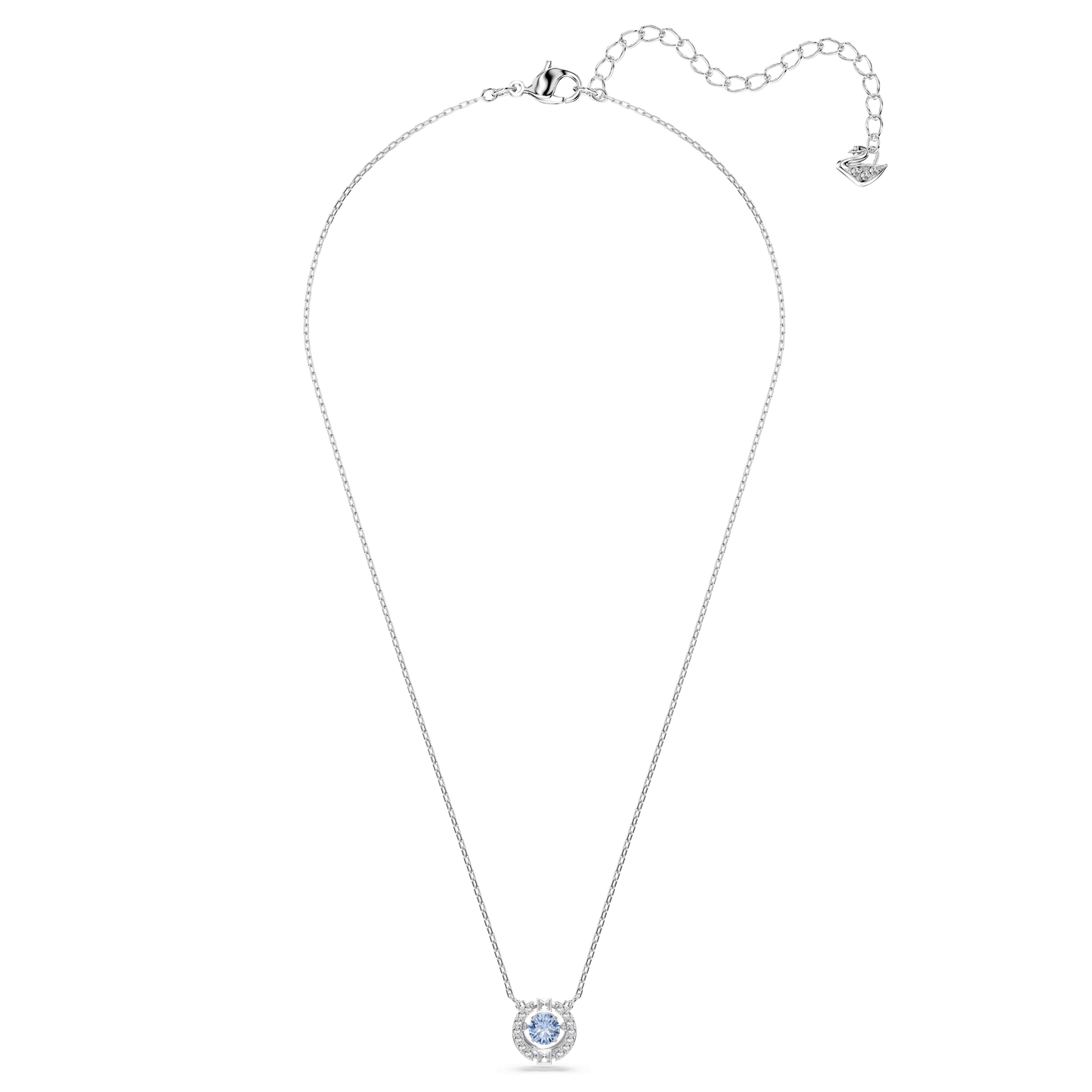 Una necklace, Round cut, Blue, Rhodium plated 5279425