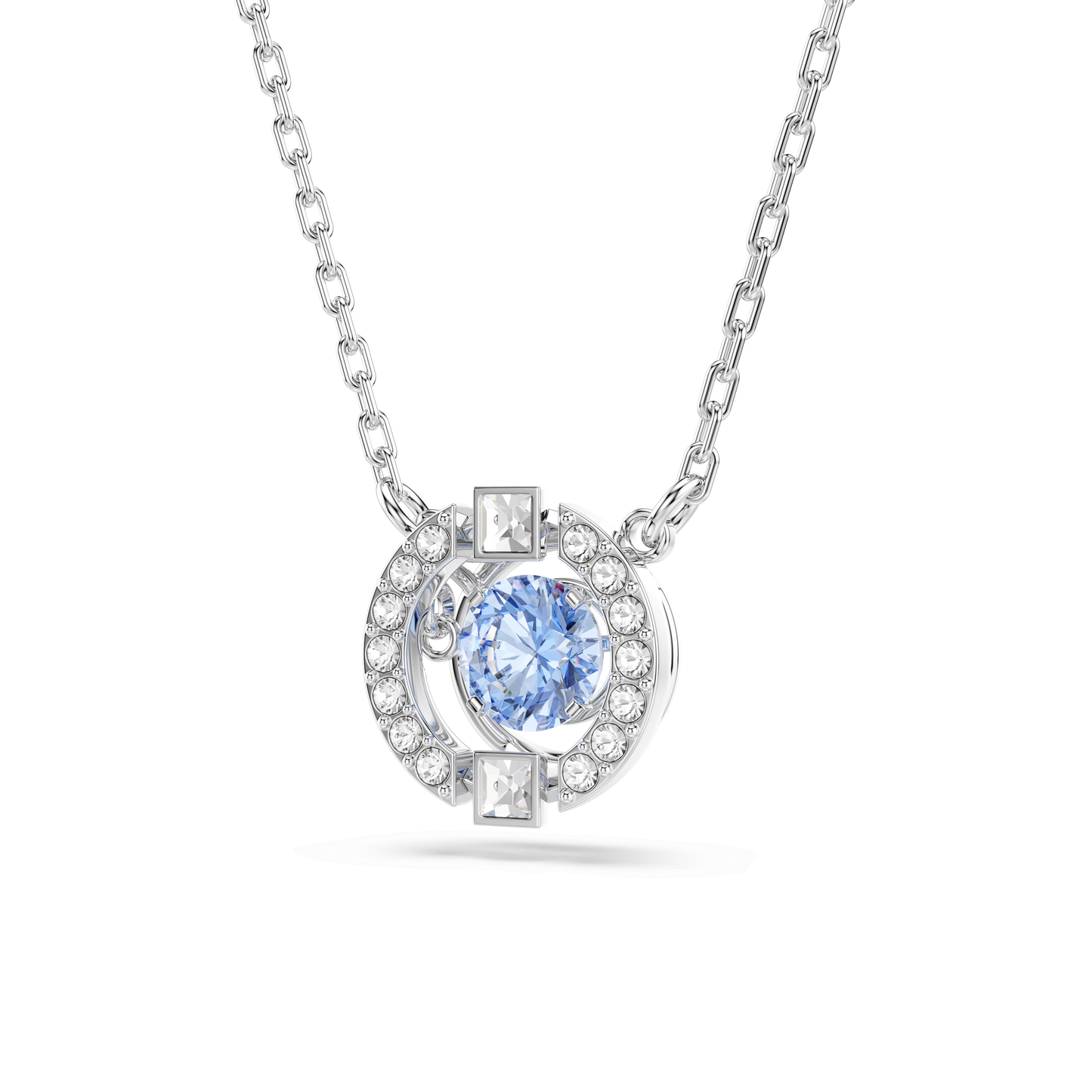 Una necklace, Round cut, Blue, Rhodium plated 5279425