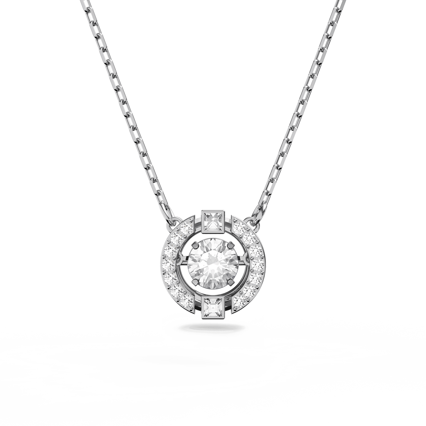 Una necklace, Round cut, White, Rhodium plated 5286137