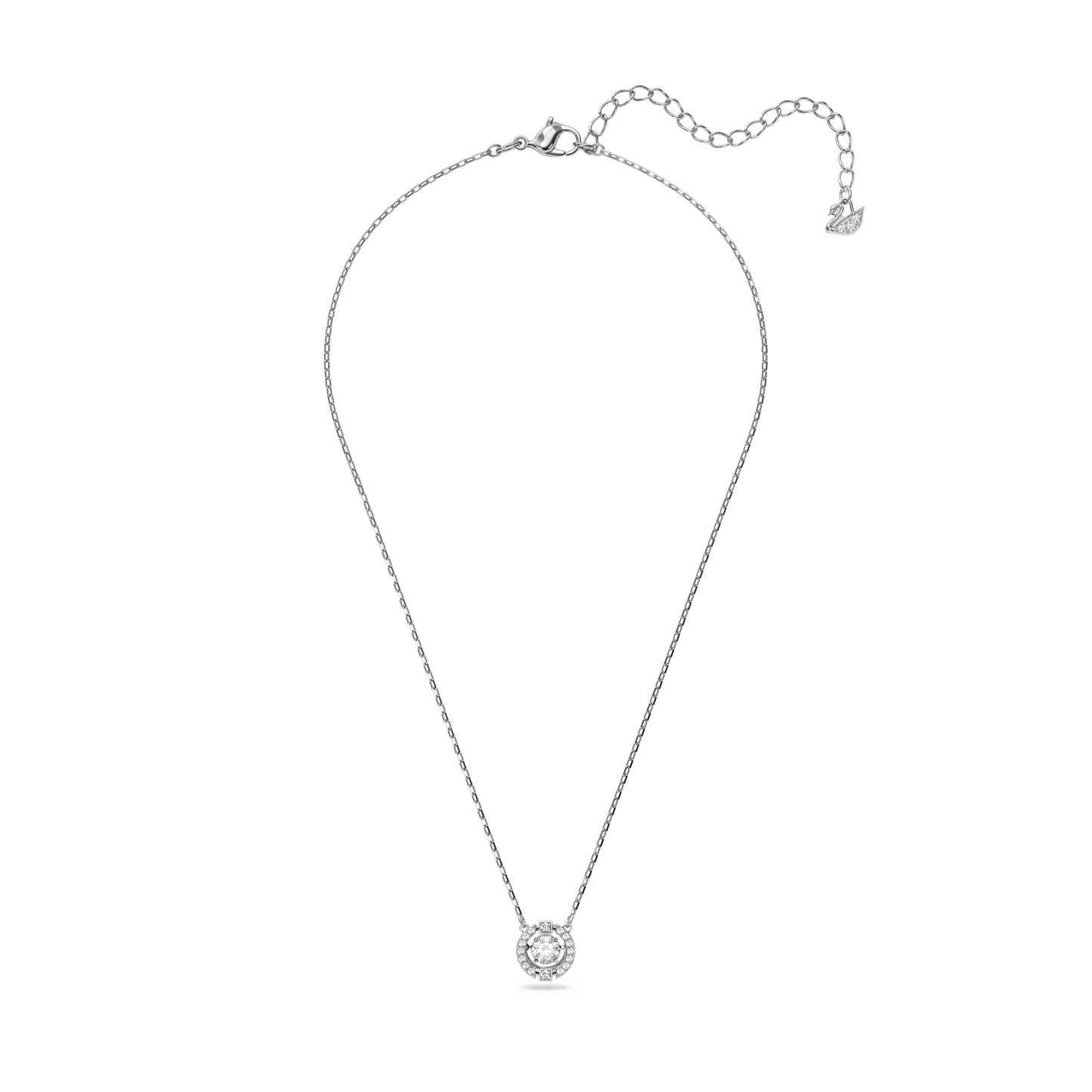 Una necklace, Round cut, White, Rhodium plated 5286137