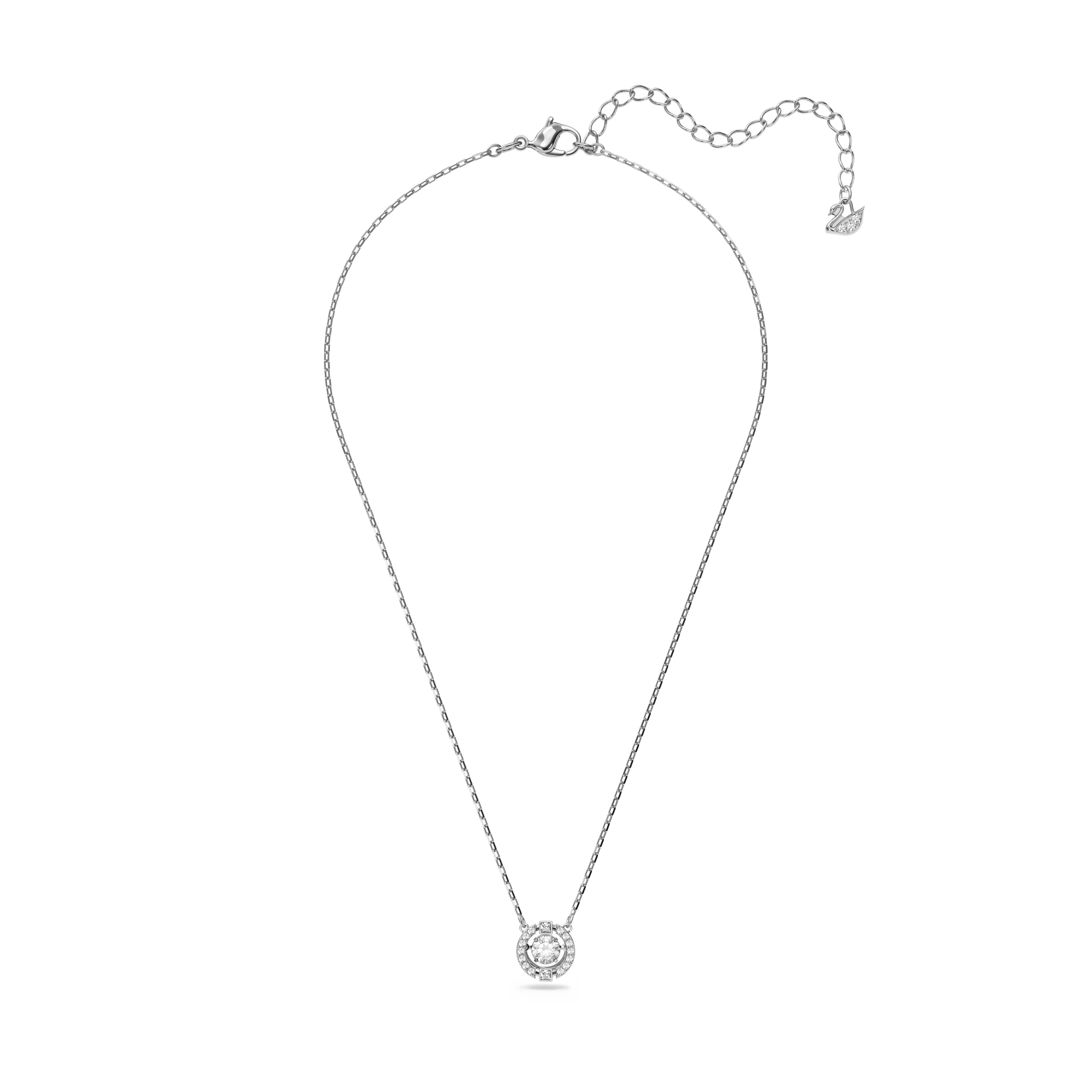 Una necklace, Round cut, White, Rhodium plated 5286137