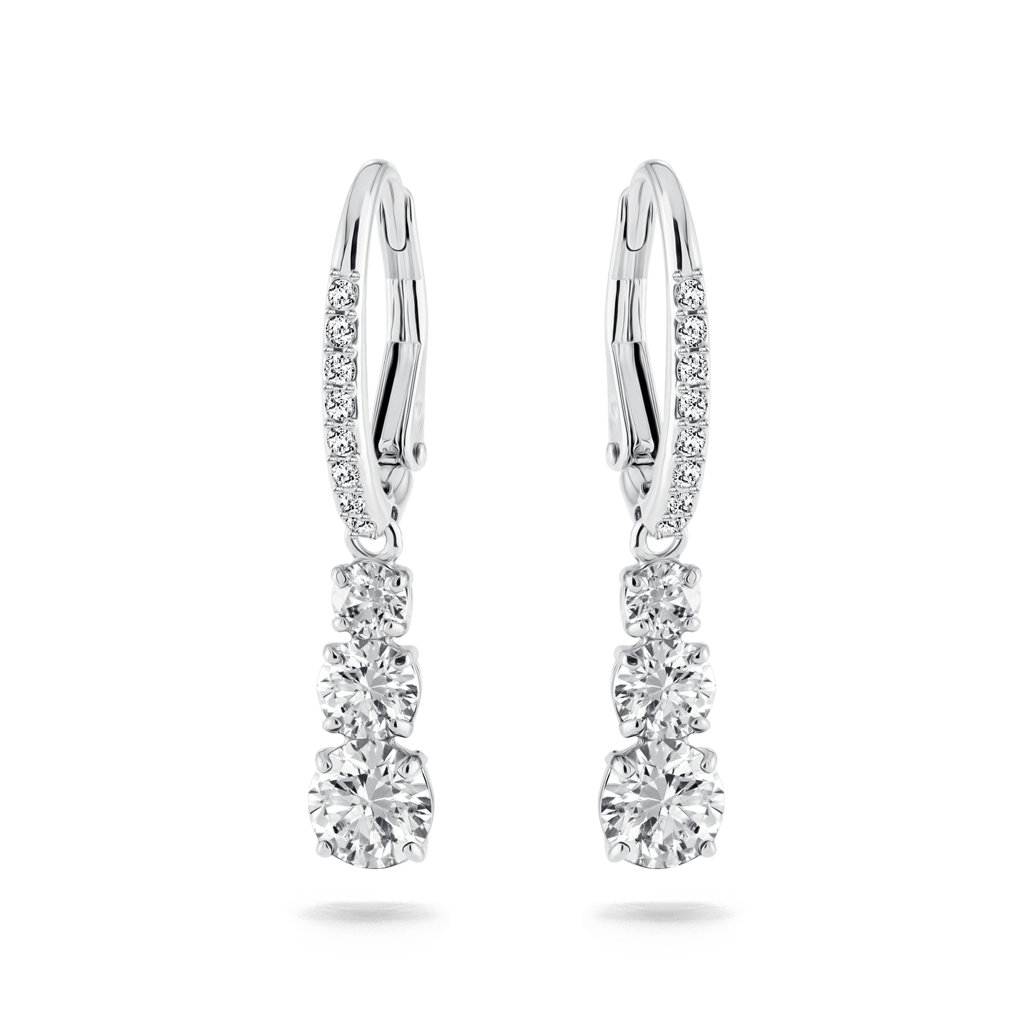 Stilla Attract hoop earrings, Round cut, White, Rhodium plated 5416155