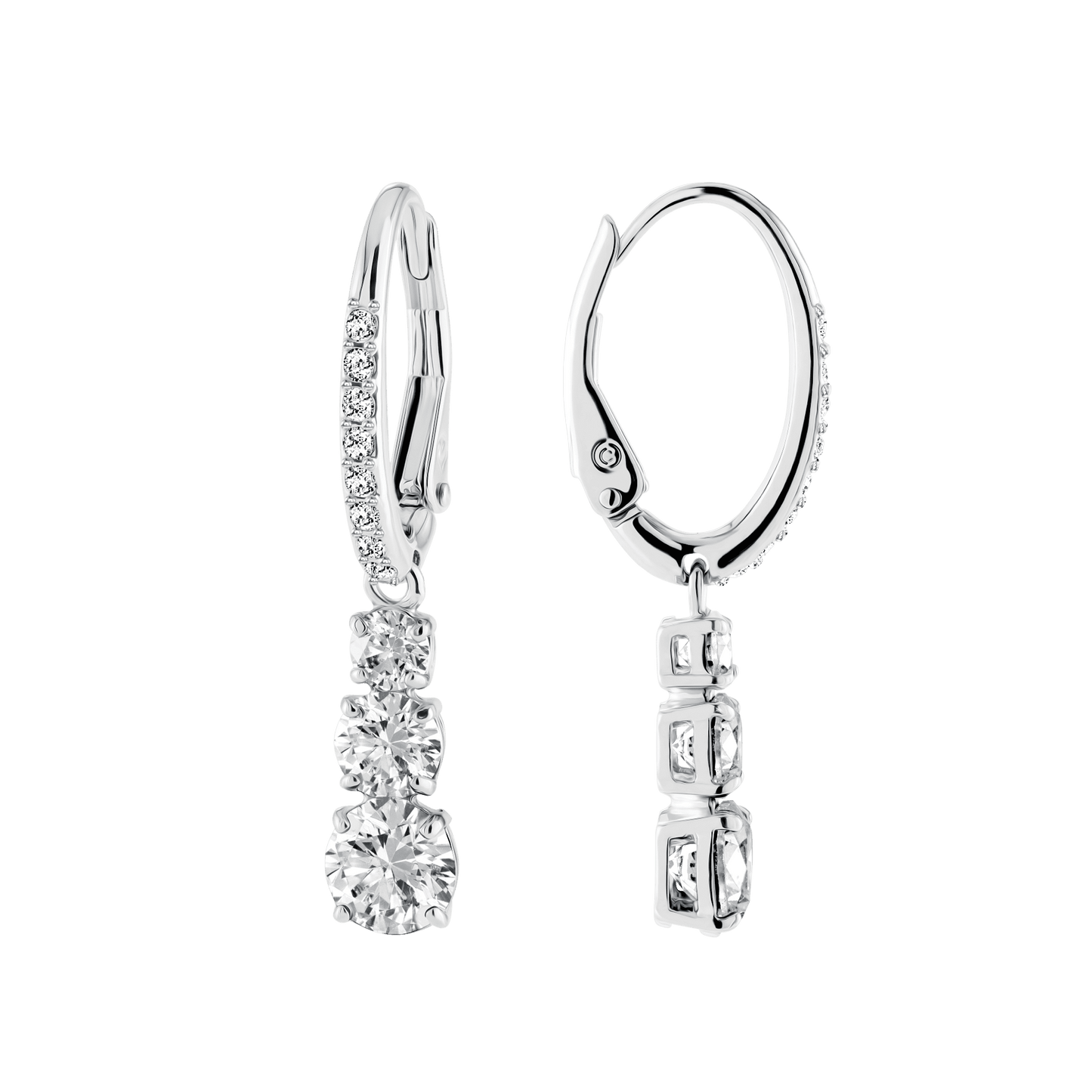 Stilla Attract hoop earrings, Round cut, White, Rhodium plated 5416155