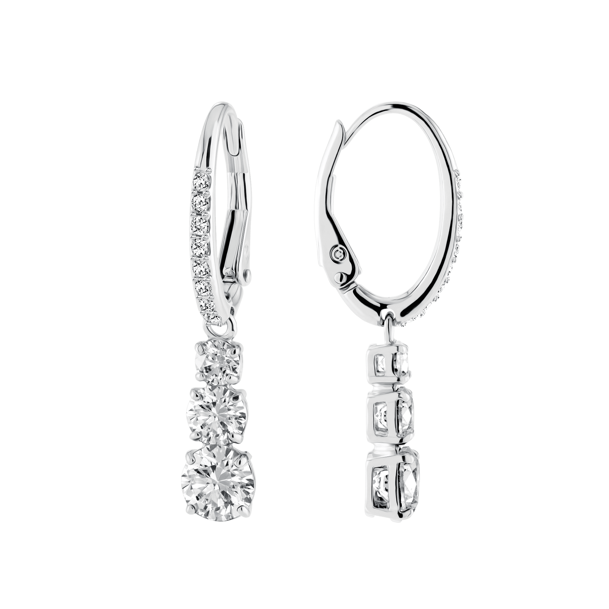 Stilla Attract hoop earrings, Round cut, White, Rhodium plated 5416155