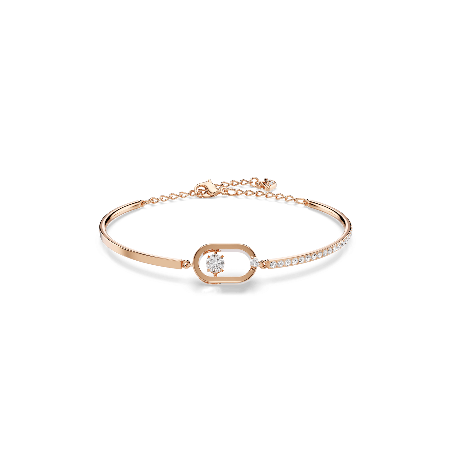 Una bracelet, Round cut, Oval shape, White, Rose gold-tone plated 5472382