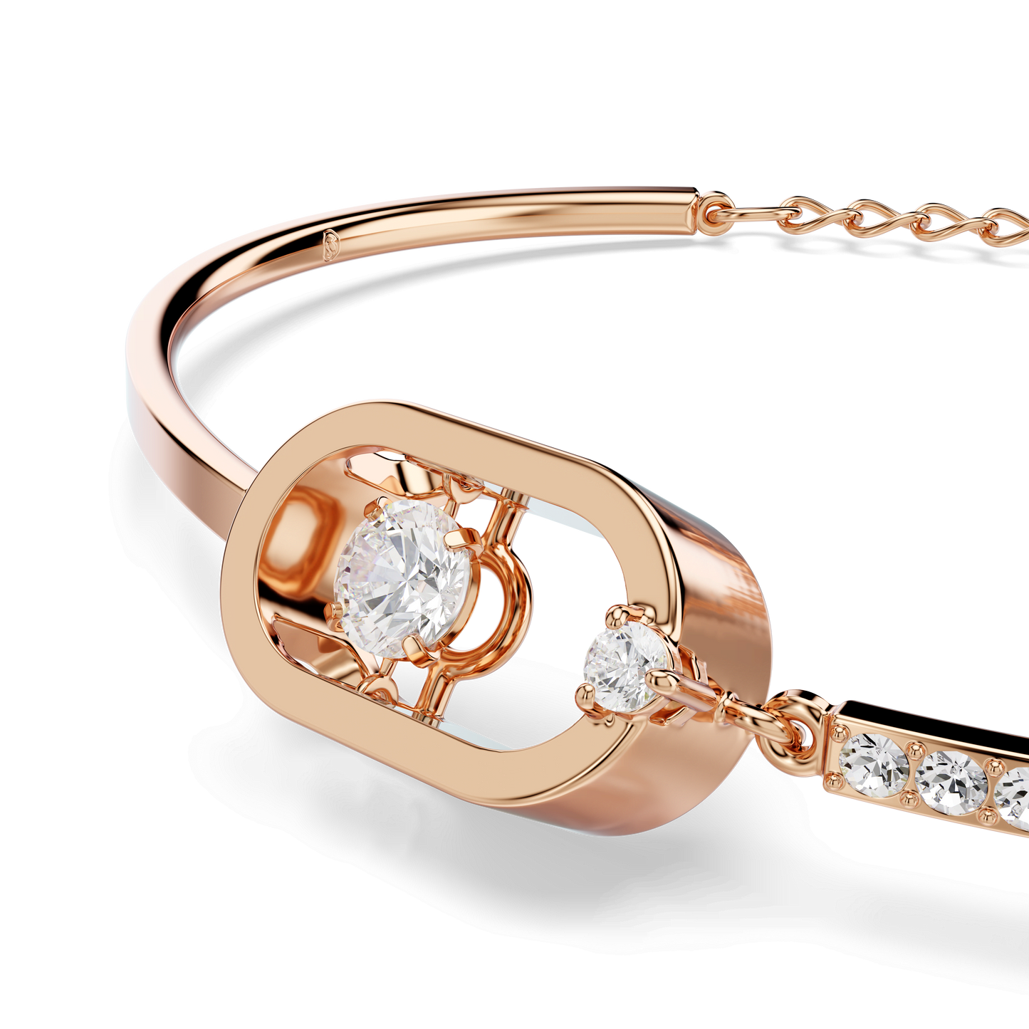 Una bracelet, Round cut, Oval shape, White, Rose gold-tone plated 5472382