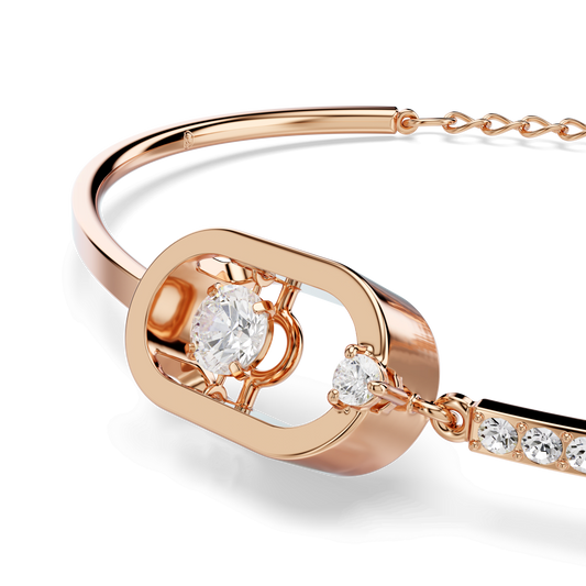 Una bracelet, Round cut, Oval shape, White, Rose gold-tone plated 5472382