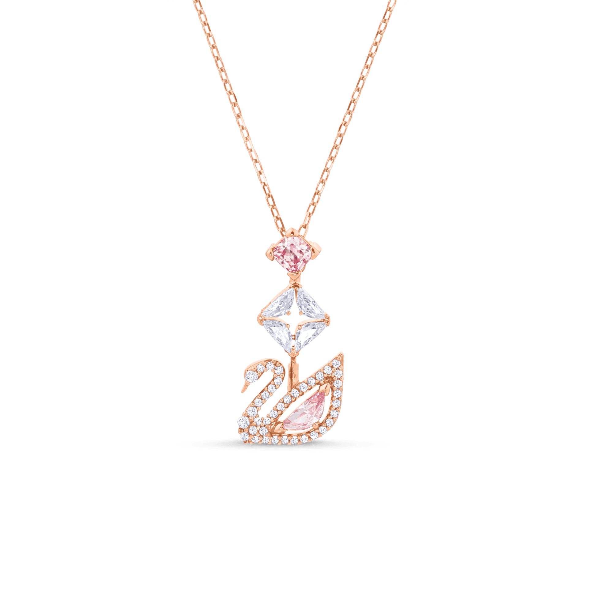 Swan necklace, Swan, Pink, Rose gold-tone plated 5473024