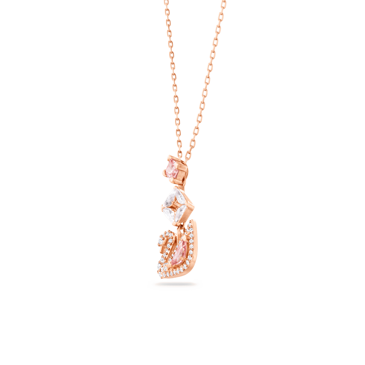 Swan necklace, Swan, Pink, Rose gold-tone plated 5473024