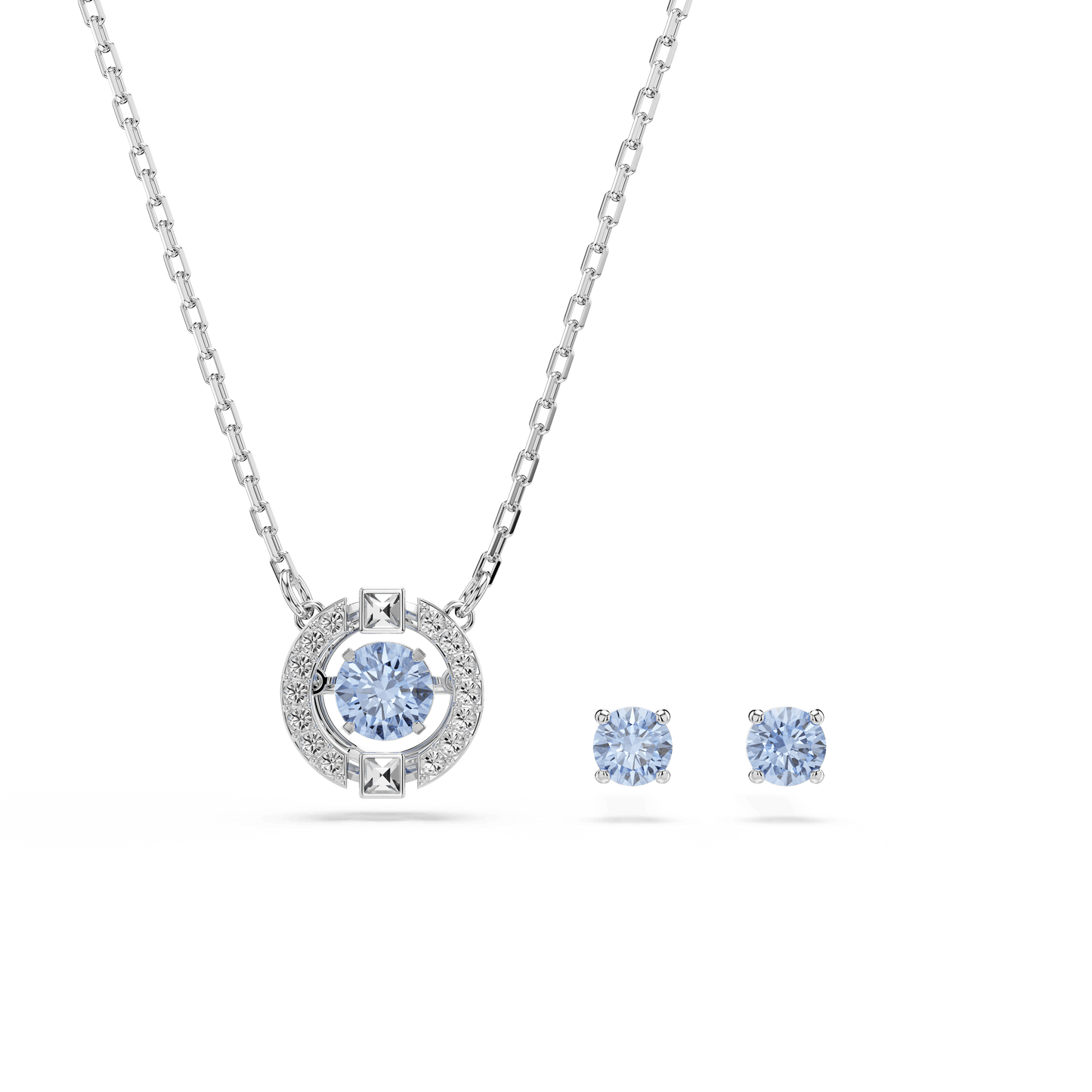 Una set, Round cut, Blue, Rhodium plated 5480485
