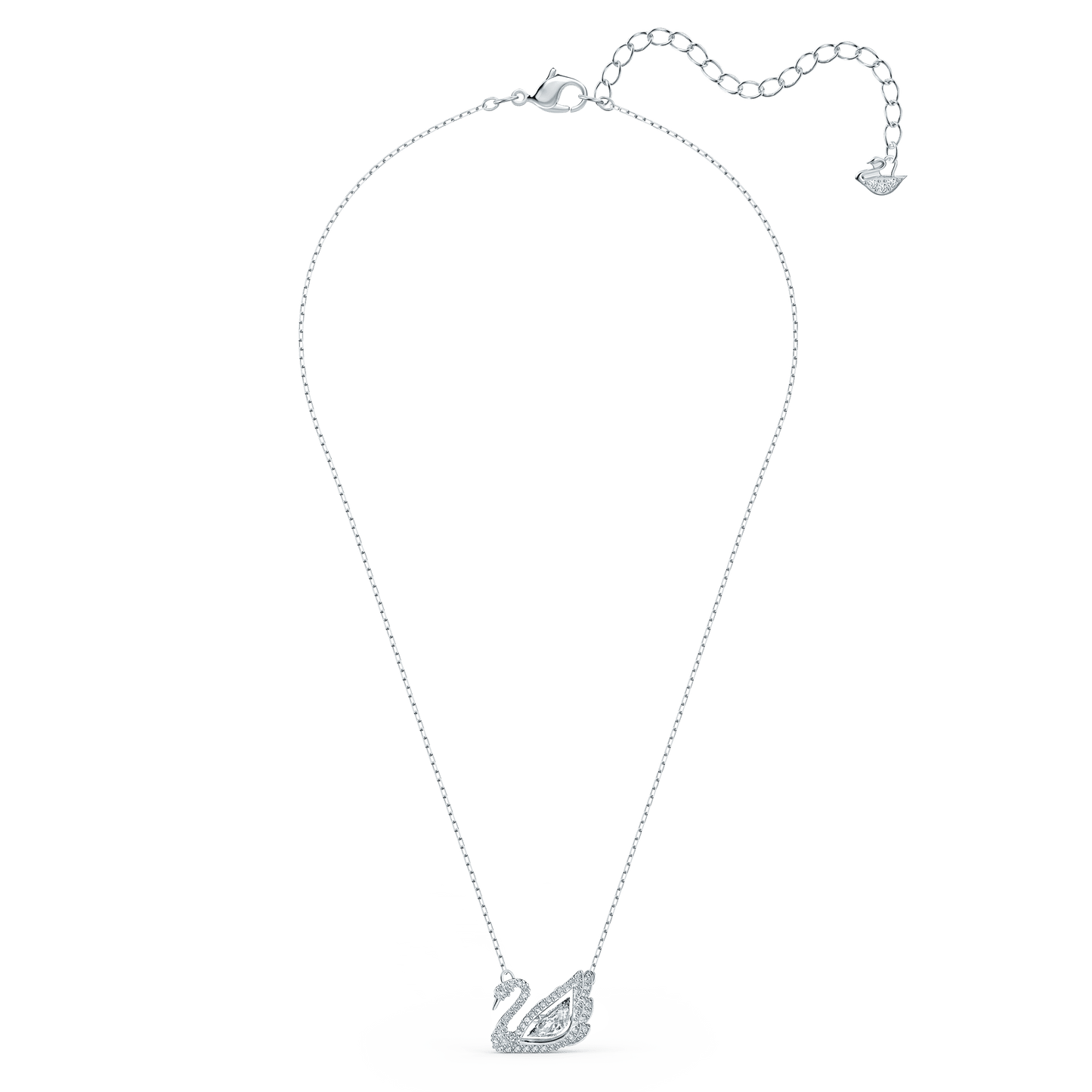 Swan necklace, Dancing swan, White, Rhodium plated 5514421