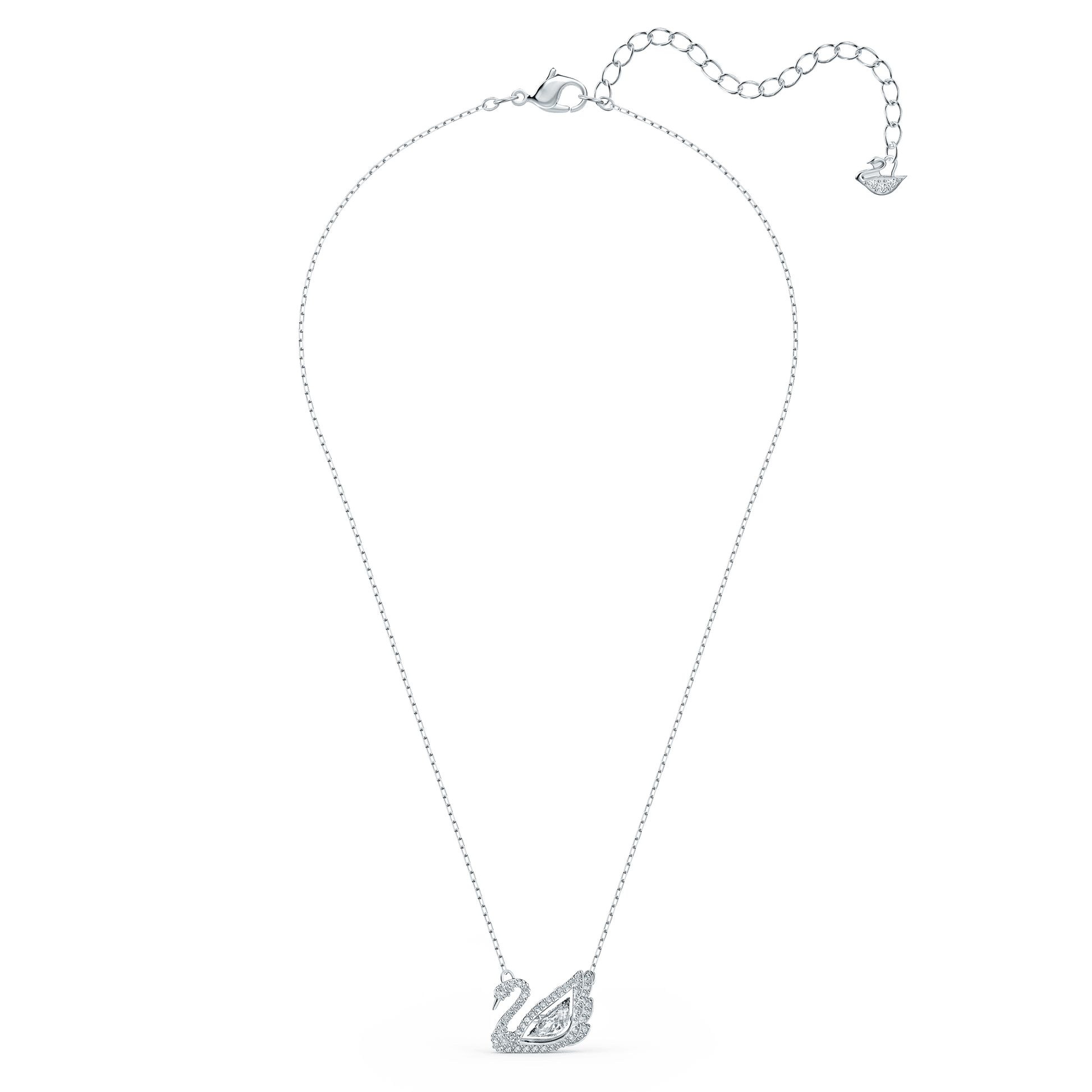 Swan necklace, Dancing swan, White, Rhodium plated 5514421