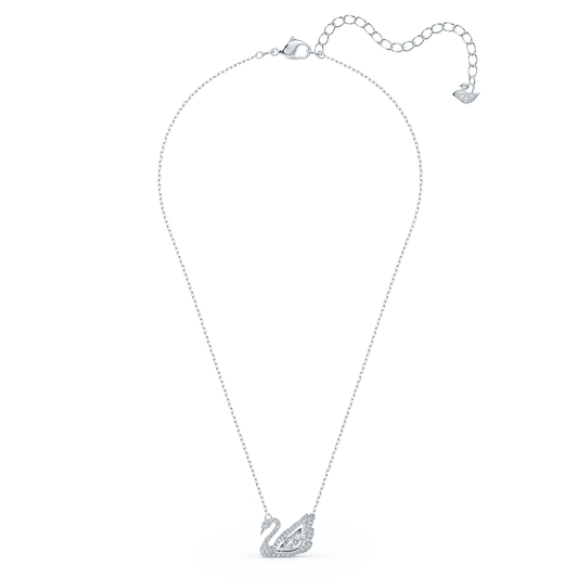 Swan necklace, Dancing swan, White, Rhodium plated 5514421