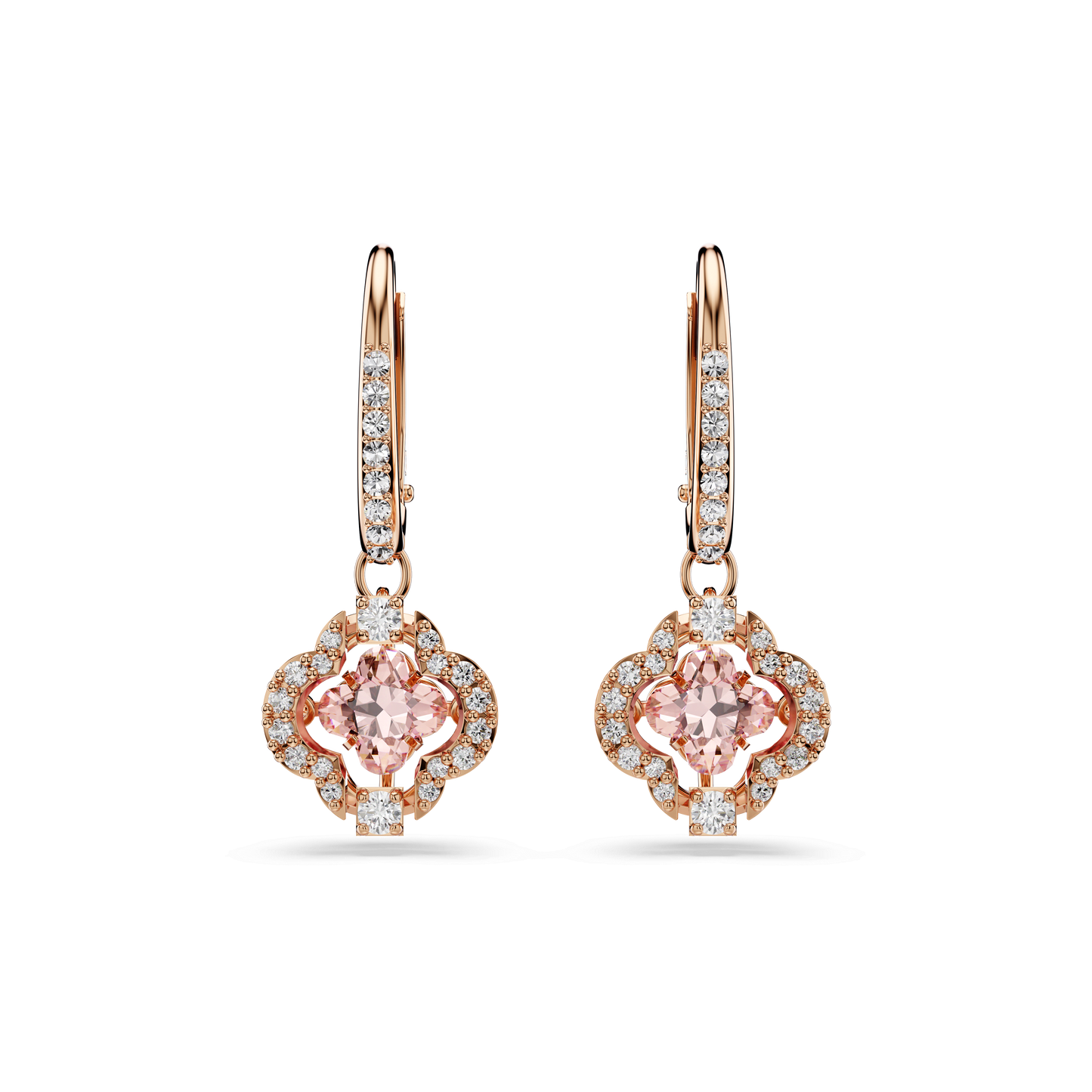 Una drop earrings, Clover, Pink, Rose gold-tone plated 5516477