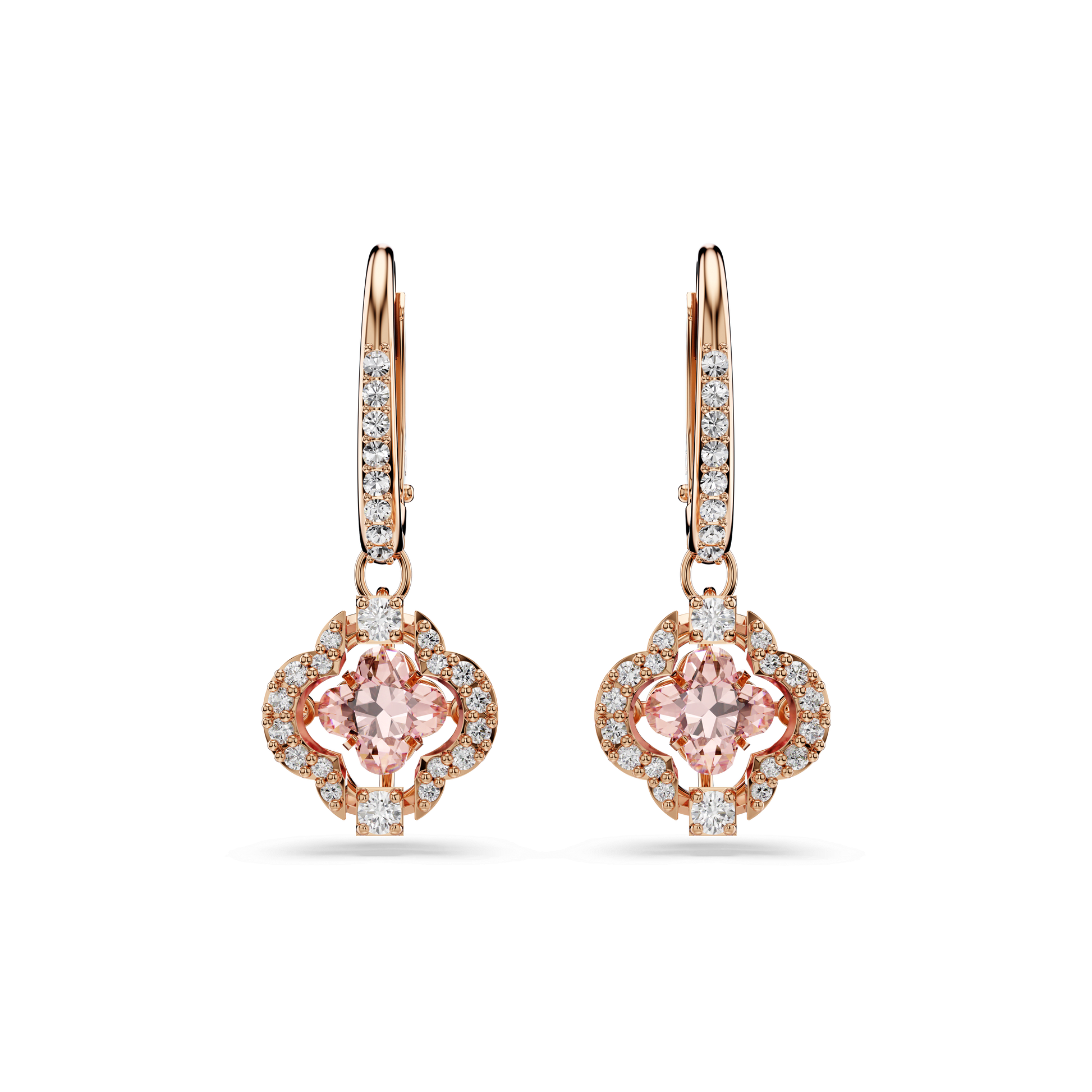 Una drop earrings, Clover, Pink, Rose gold-tone plated 5516477
