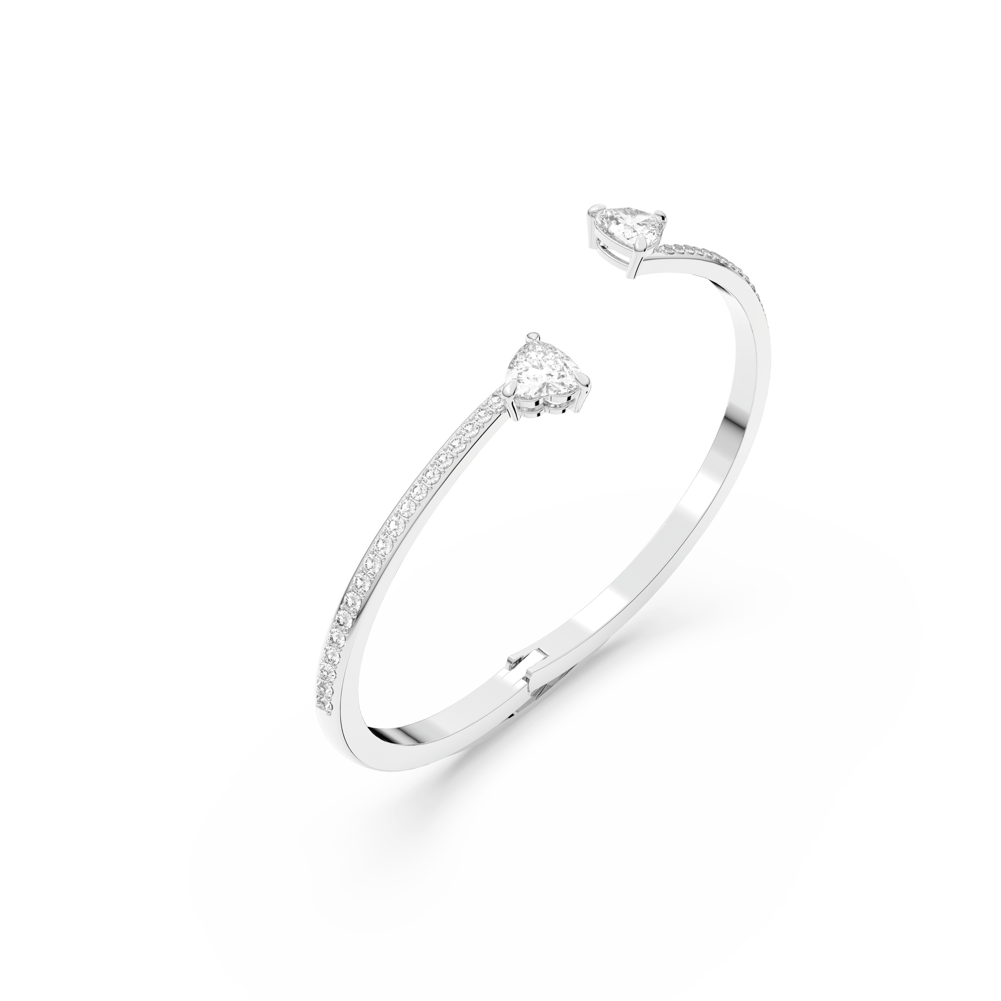 Mesmera bangle, Heart, White, Rhodium plated 5518814