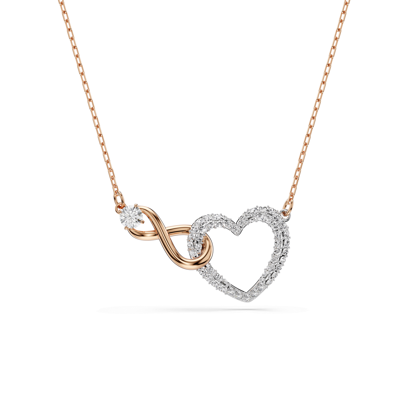 Hyperbola necklace, Infinity and heart, White, Mixed metal finish 5518865