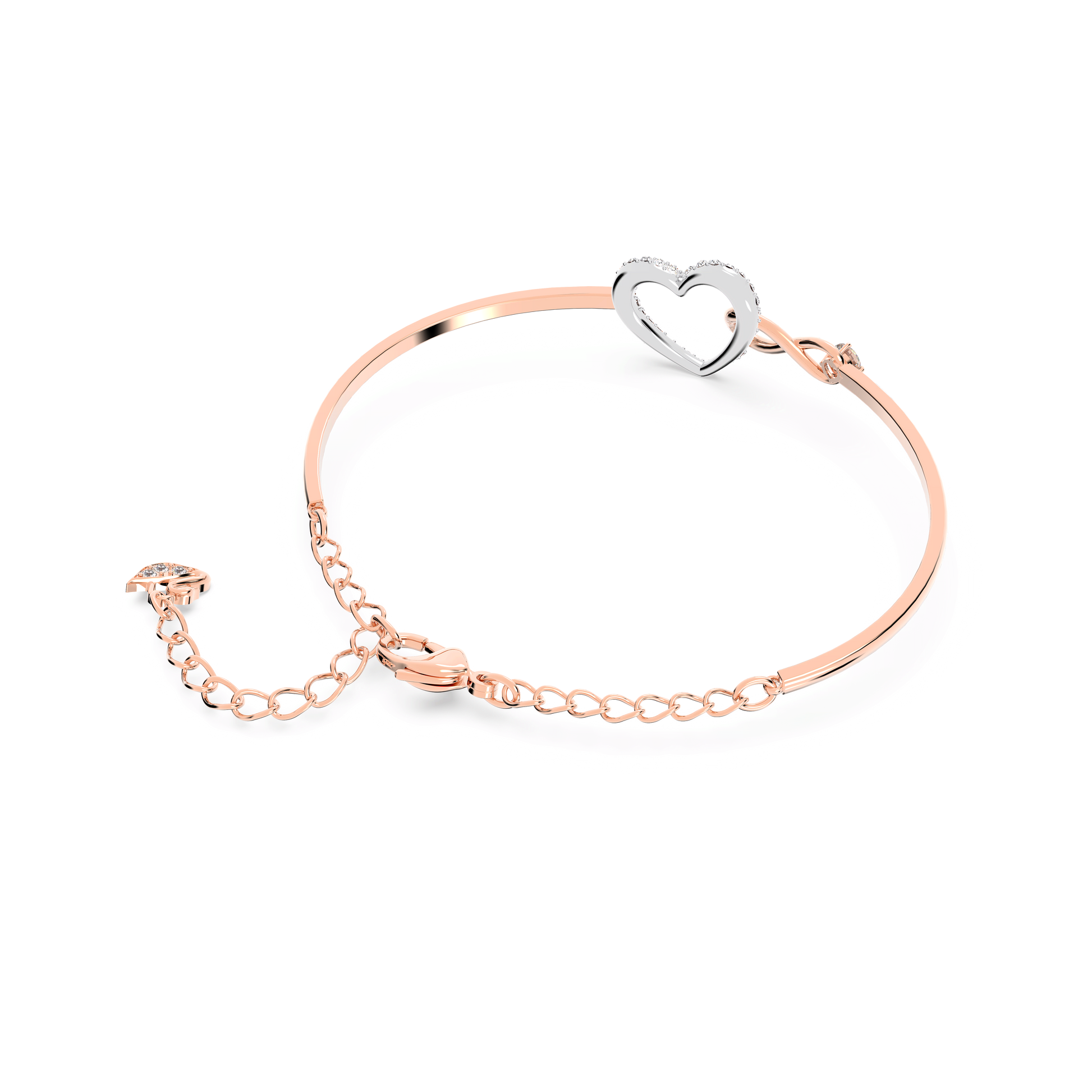 Hyperbola bangle, Infinity and heart, White, Mixed metal finish 5518869