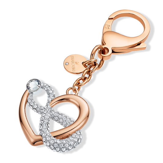 Infinite bag charm, Infinity and heart, White, Mixed metal finish 5530885