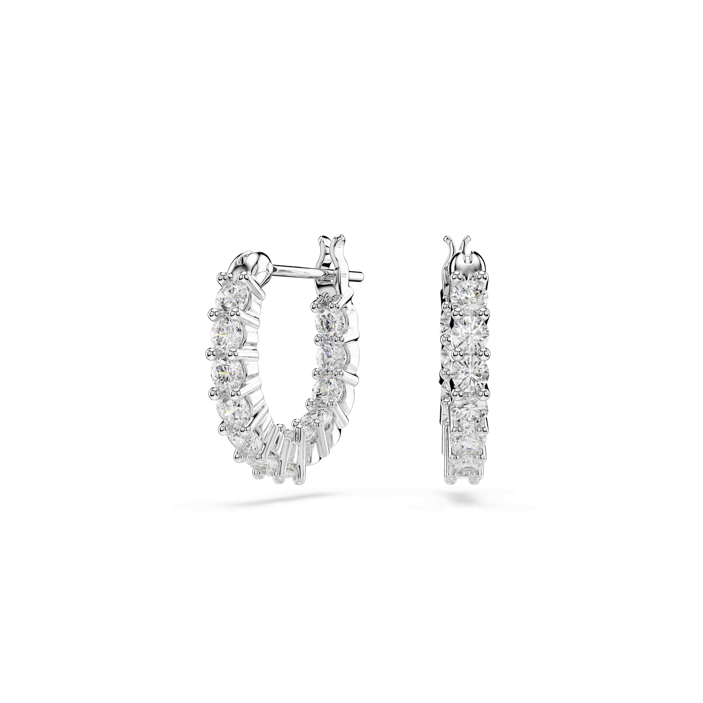Matrix Vittore hoop earrings, Round cut, White, Rhodium plated 5562126