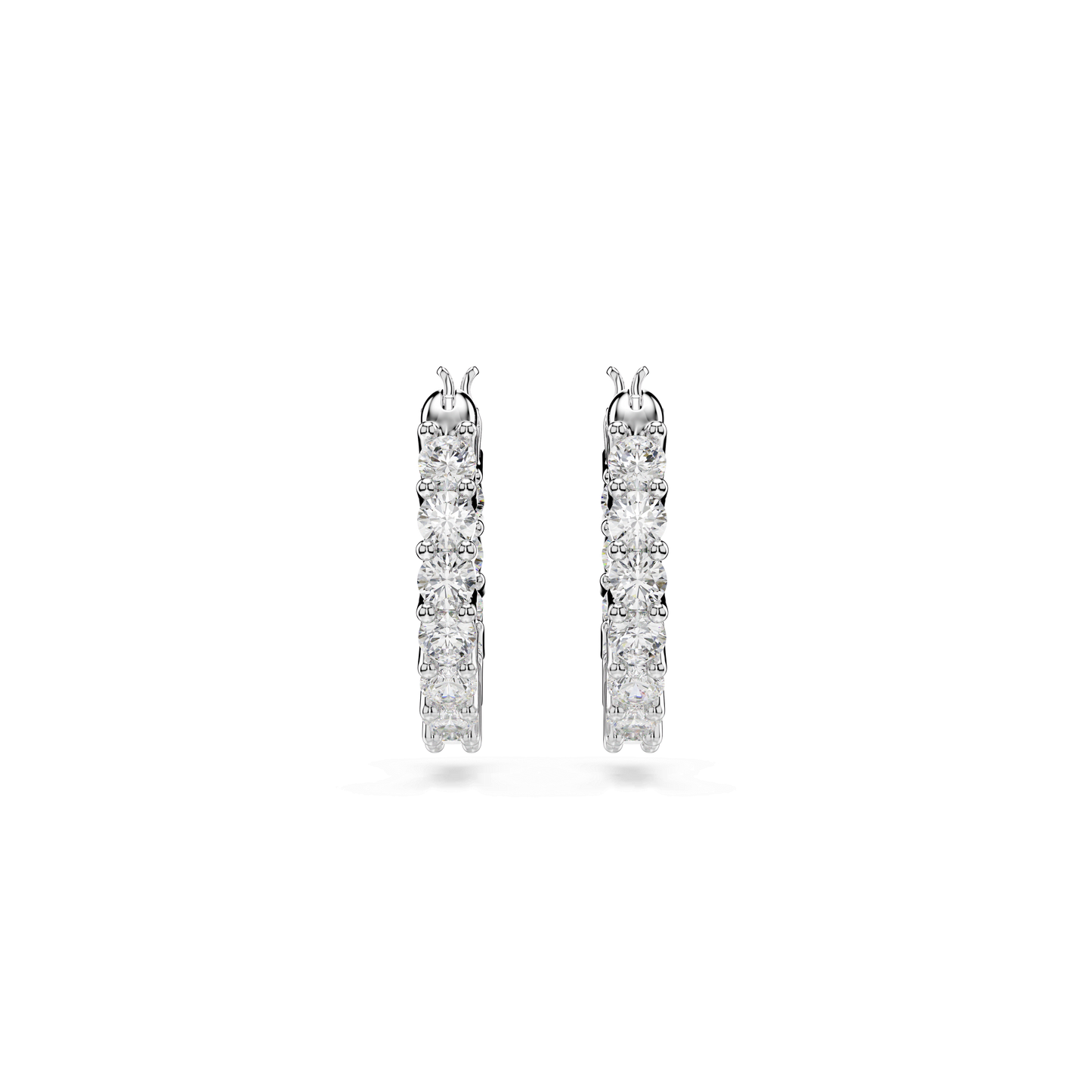 Matrix Vittore hoop earrings, Round cut, White, Rhodium plated 5562126