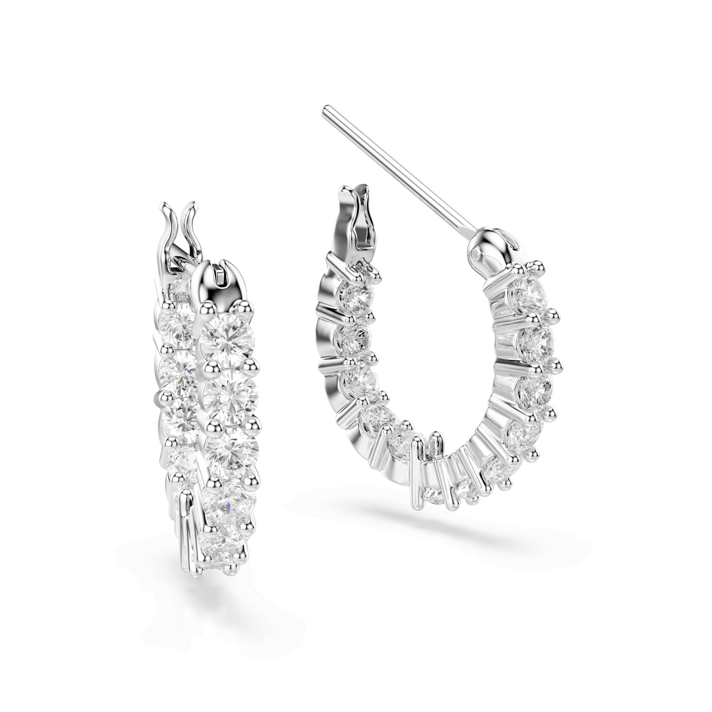 Matrix Vittore hoop earrings, Round cut, White, Rhodium plated 5562126
