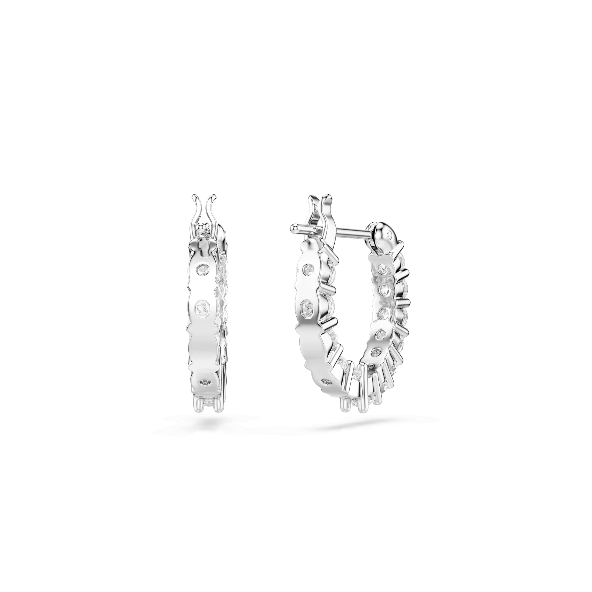 Matrix Vittore hoop earrings, Round cut, White, Rhodium plated 5562126