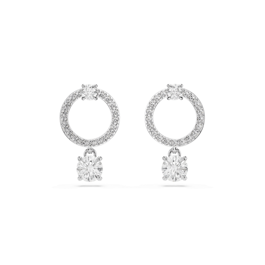 Constella hoop earrings, Round cut, White, Rhodium plated 5563278