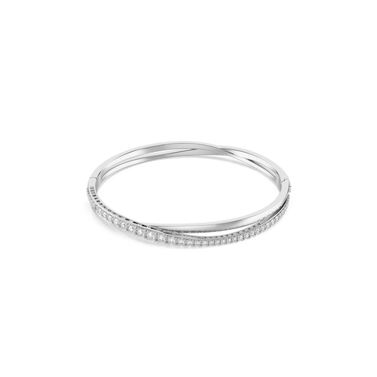 Hyperbola bangle, Round cut, White, Rhodium plated 5565210