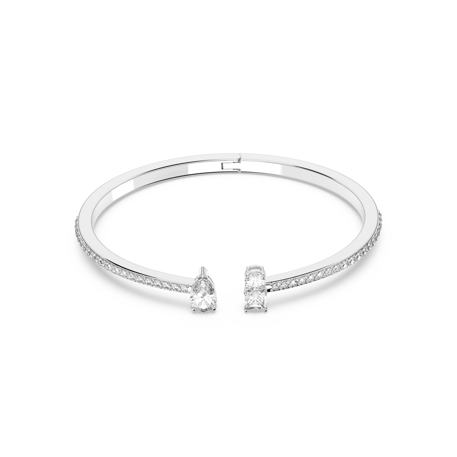 Mesmera cuff, Mixed cuts, White, Rhodium plated 5572664