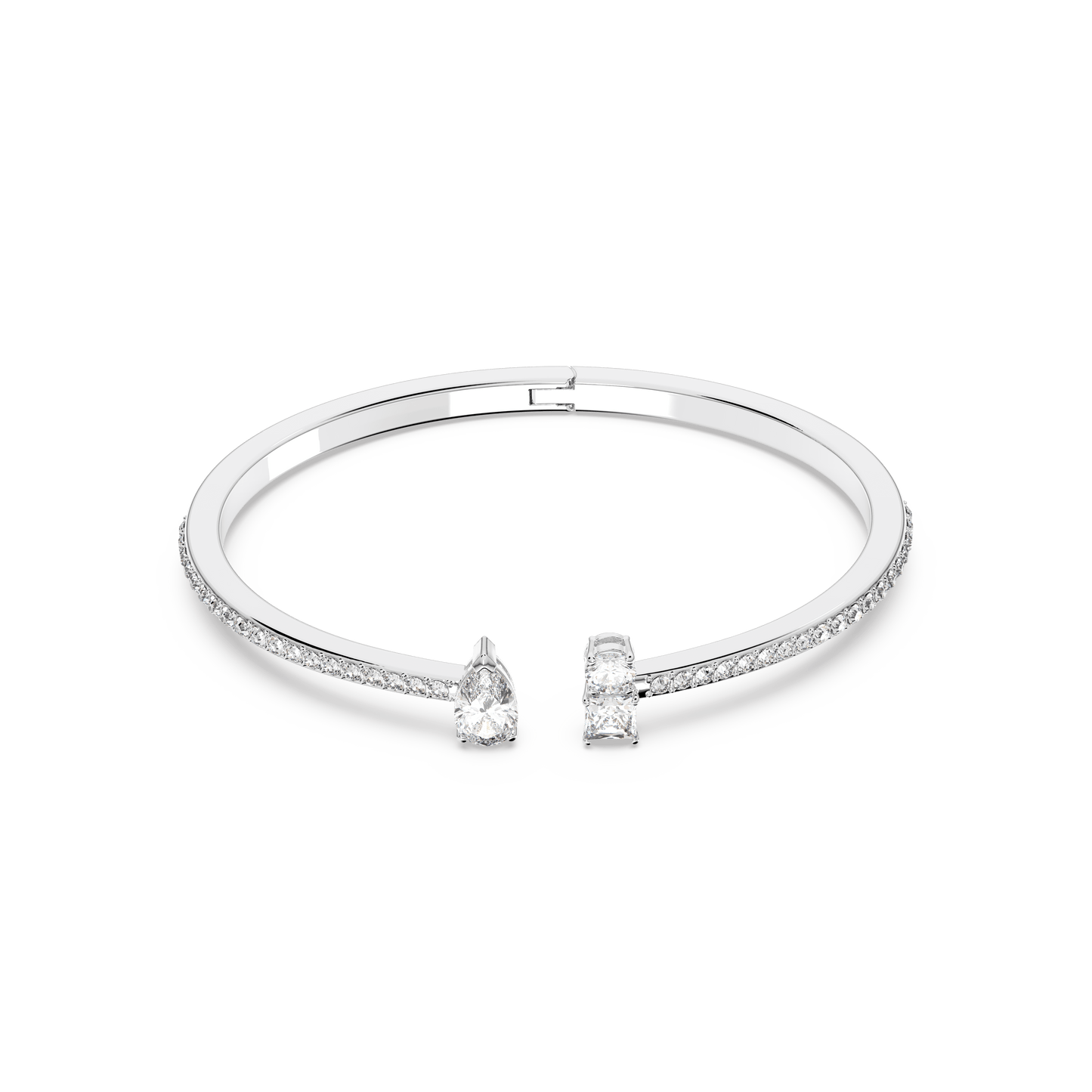 Mesmera cuff, Mixed cuts, White, Rhodium plated 5572667