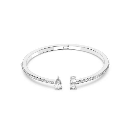 Mesmera cuff, Mixed cuts, White, Rhodium plated 5572667