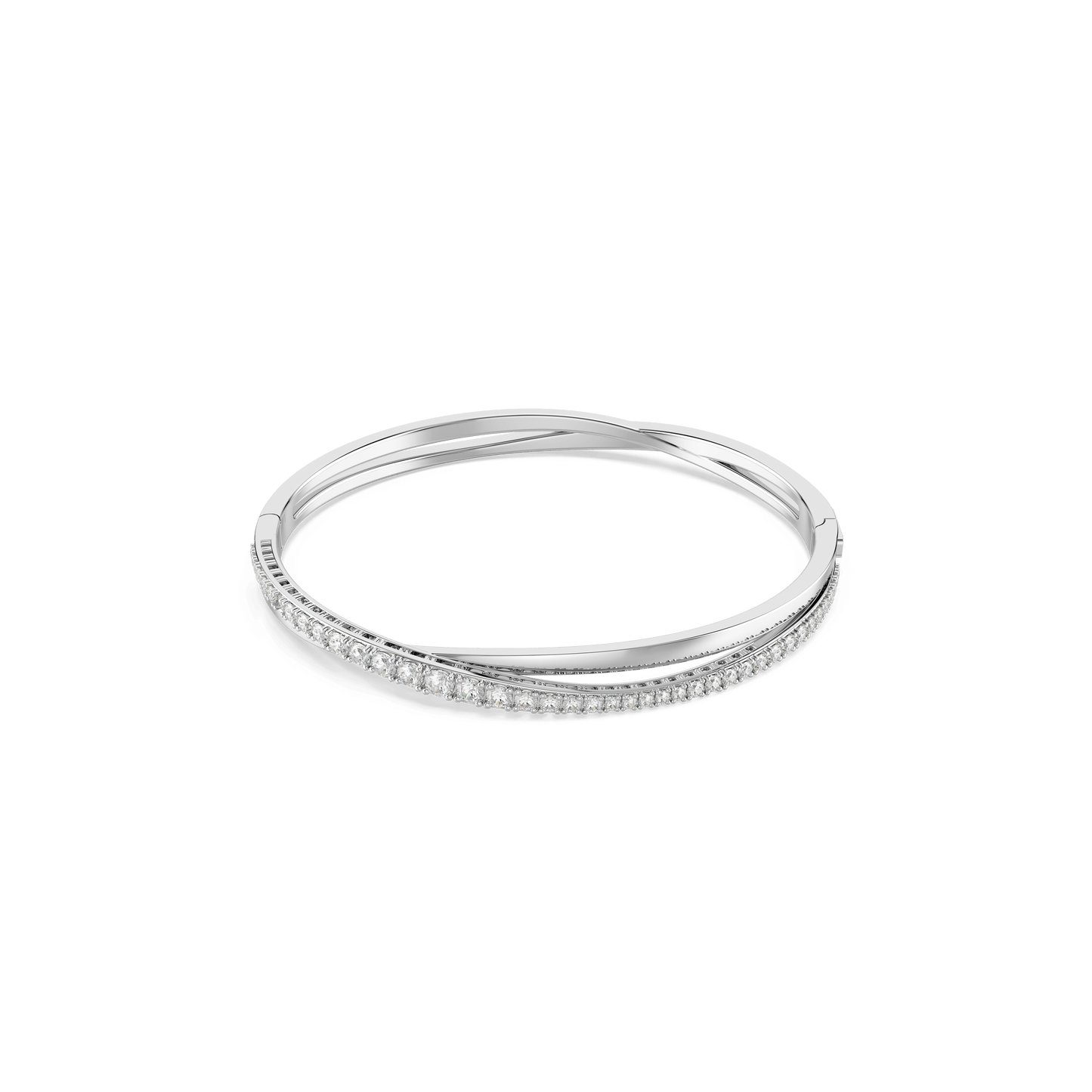 Hyperbola bangle, Round cut, White, Rhodium plated 5572726