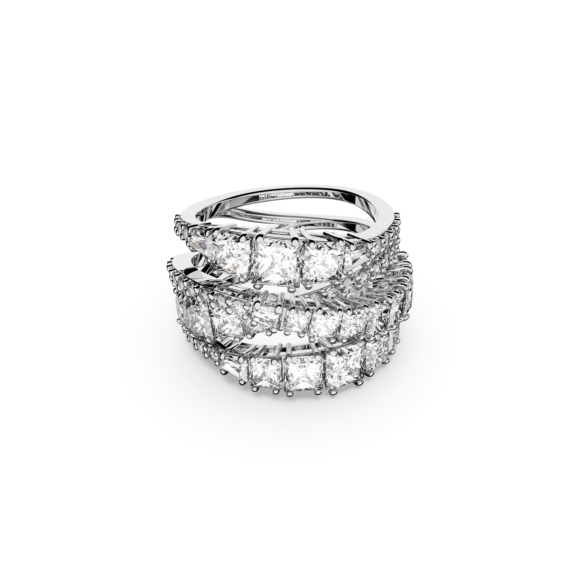 Hyperbola ring, Mixed cuts, White, Rhodium plated 5584650