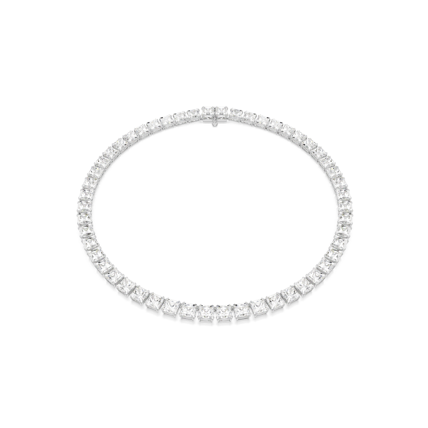 Matrix Tennis necklace, Square cut, White, Rhodium plated 5599153