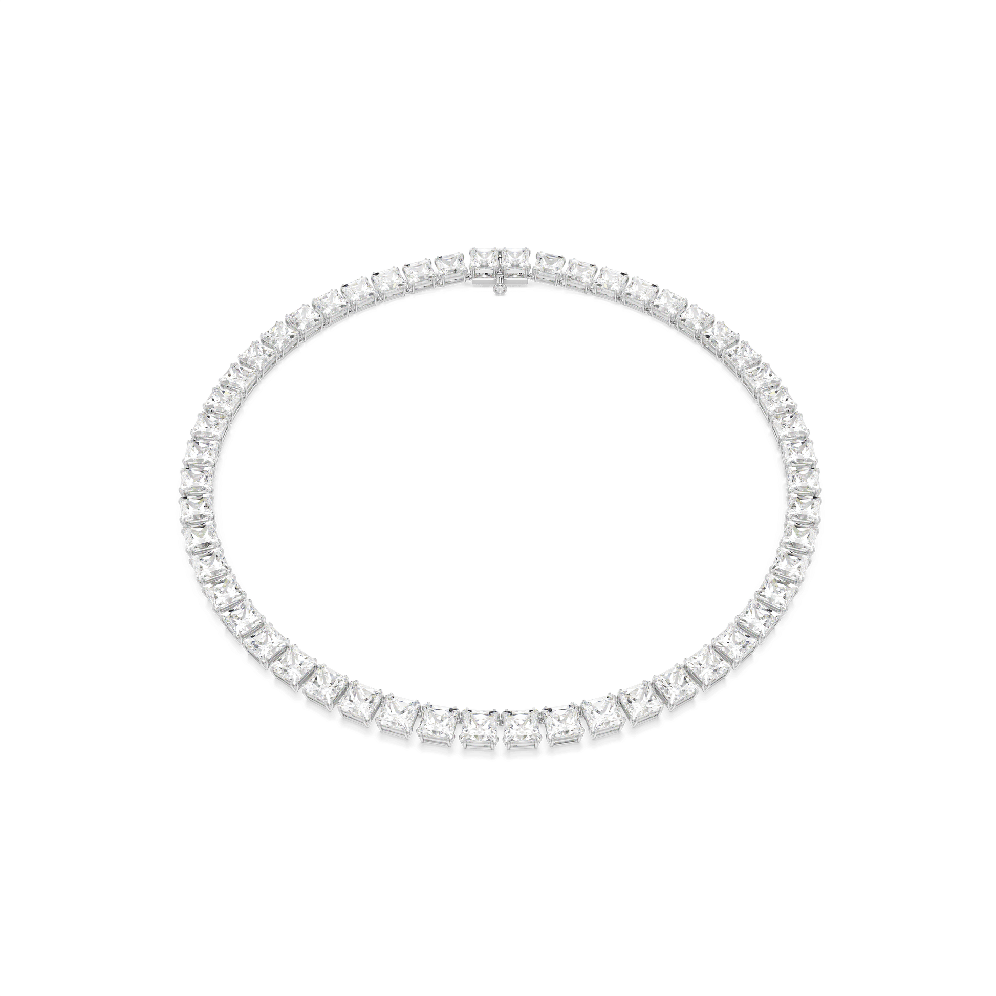Matrix Tennis necklace, Square cut, White, Rhodium plated 5599153