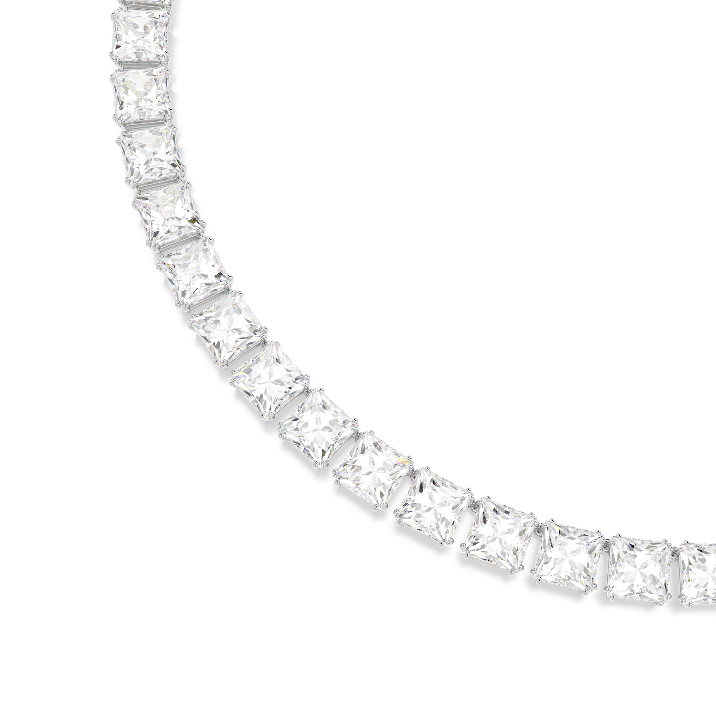 Matrix Tennis necklace, Square cut, White, Rhodium plated 5599153