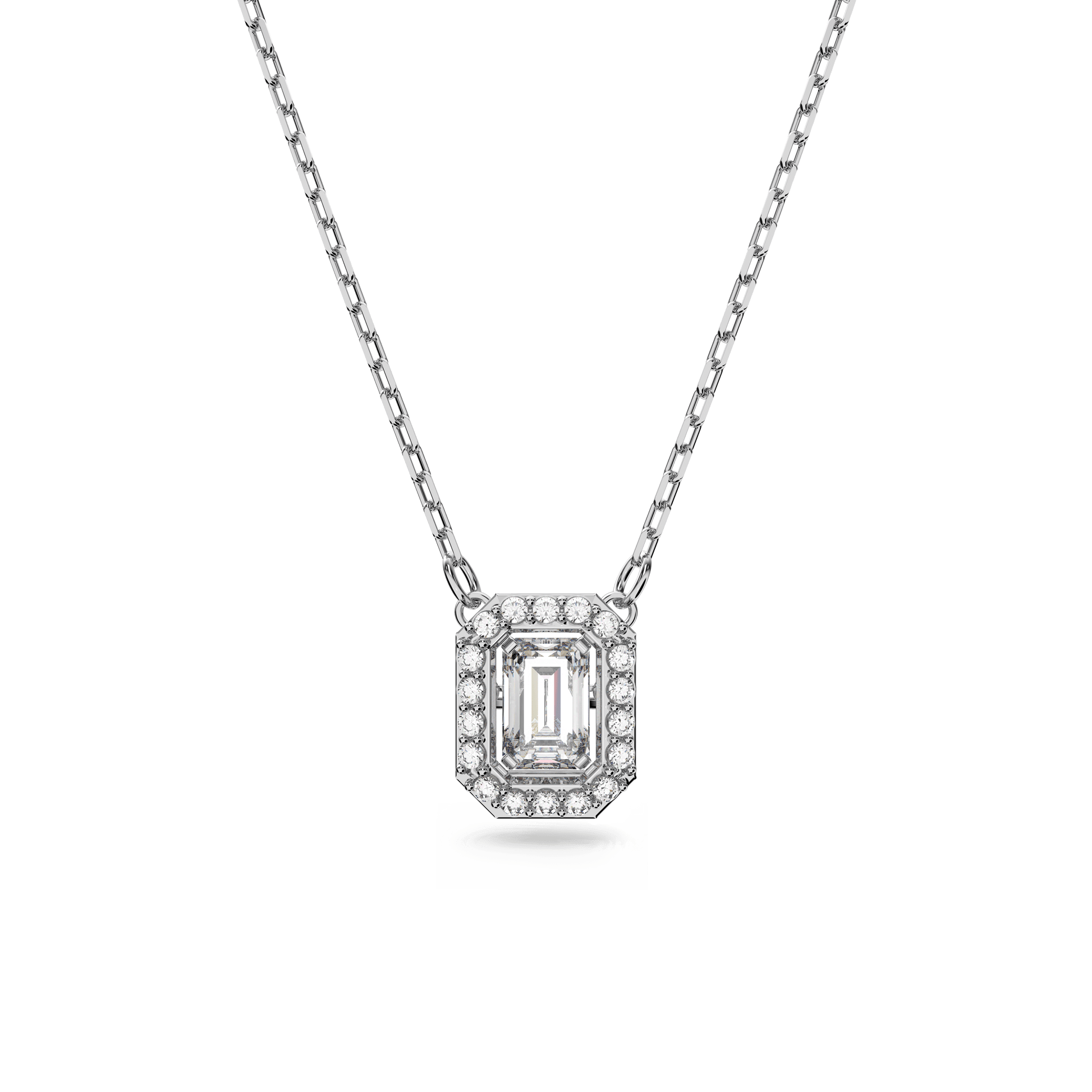 Una pendant, Octagon cut, White, Rhodium plated 5599177