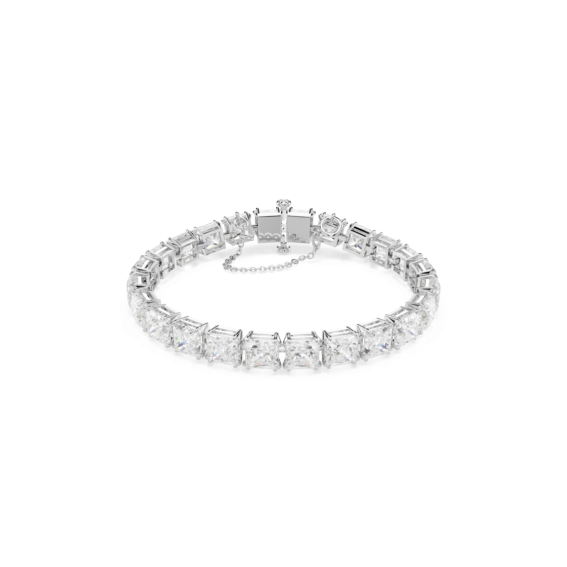 Matrix Tennis bracelet, White, Rhodium plated 5599202