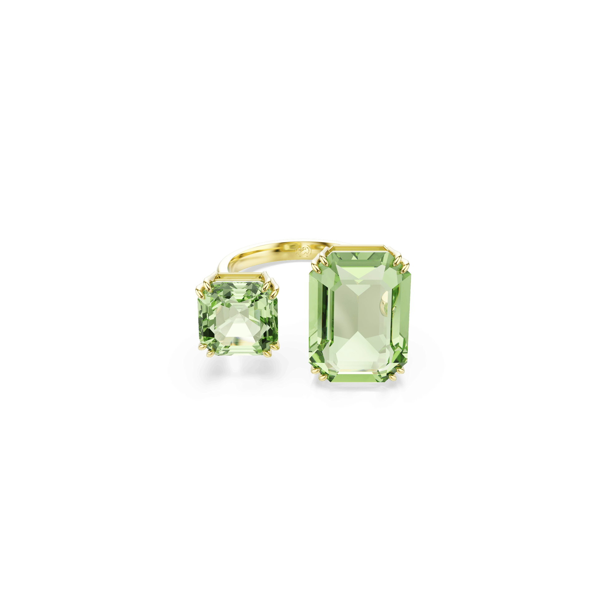 Millenia open ring, Octagon cut, Green, Gold-tone plated 5614923